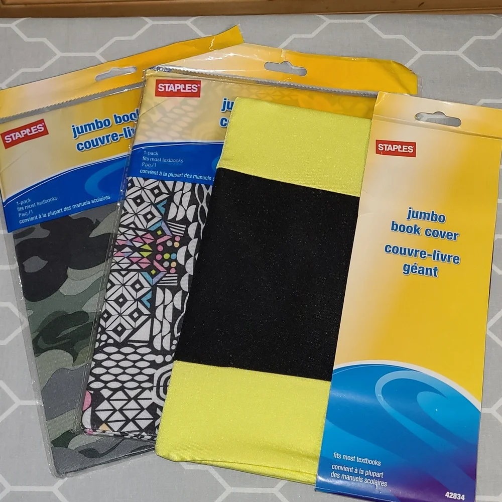 Text Book Covers Bundle of 3, Staples brand, Cool Prints, NWT